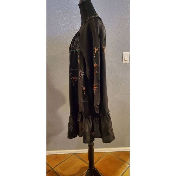 Johnny Was Calme by Yogi Embroidered Silk Mini Dress — Black, NWT, Boho Chic - Picture 7 of 13